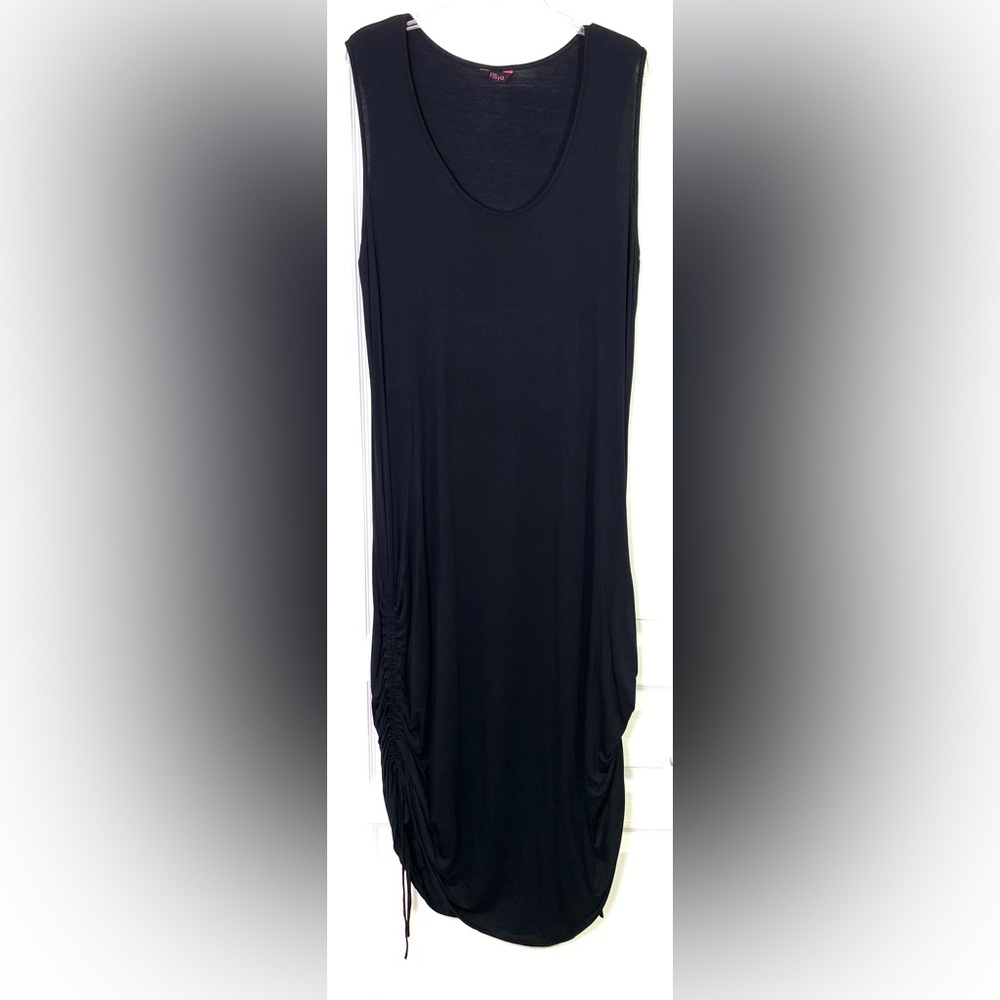 Freya Swim Black Side Ruching Ruched Adjustable Tie Maxi Cover-Up Dress 10/12